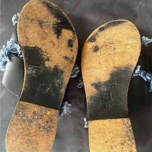 Anthropologie Antik Batik Sandals Fringe flats crisscross tweed distressed shoes - Picture 3 of 8